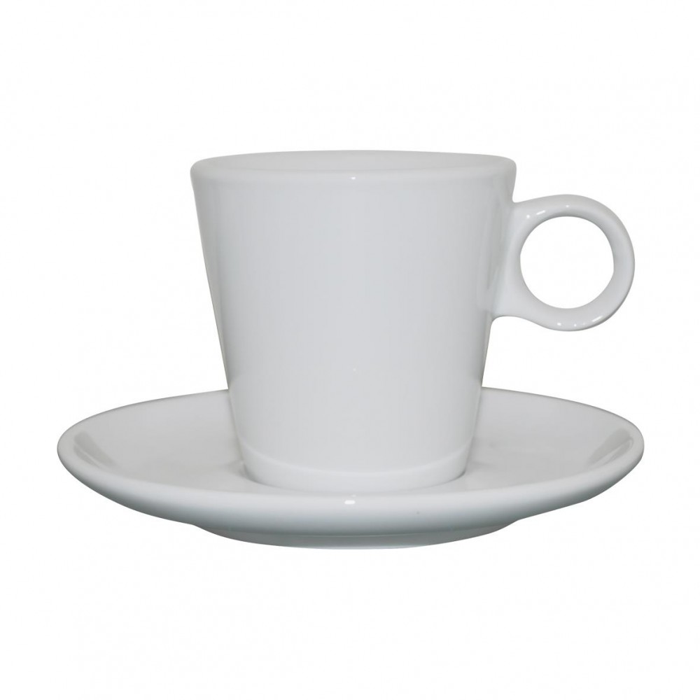 Weißer Lukas Kaffee SET mit einer Kapazität von 16 cl. sowohl Tasse und Untertasse geeignet für den Druck Weißer Lukas Kaffee SET mit einer Kapazität von 16 cl. sowohl Tasse und Untertasse geeignet für den Druck